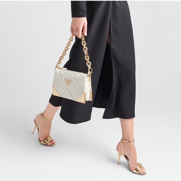 Prada Studded Metallic Gold Heel Sandals size 40 - Picture 6 of 9